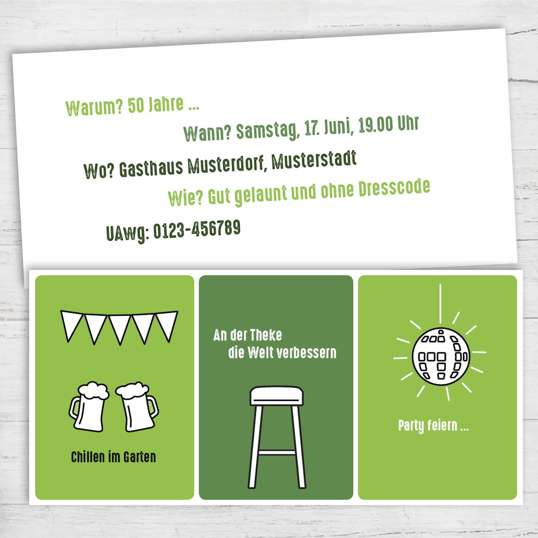 Einladung zum 50. Geburtstag: Chillen, Welt verbessern Individuelle Einladung